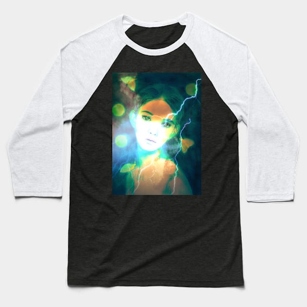 Moth Girl Baseball T-Shirt by teenamarie23art